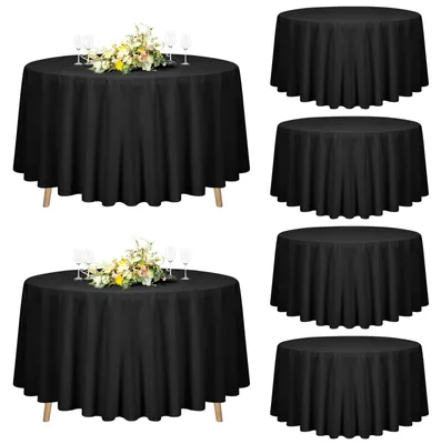Productafbeelding van Set van 6 Zwarte Ronde Tafelkleden 228cm voor Feesten