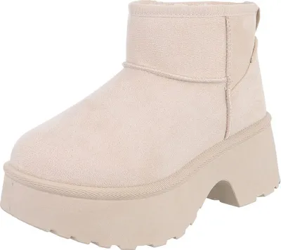 Produktbild von Ital-Design Damen Stiefeletten Plateaustiefeletten Warm gefüttert Wildlederoptik Snowboots 90503060 Beige Gr.  39