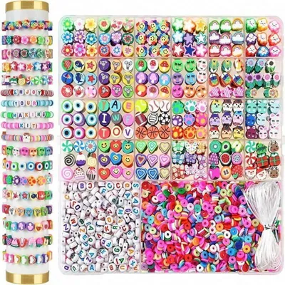 Image de Kit de perles pour bracelets, 2300 pièces, 26 couleurs, perles en argile polymère de 3 mm, idéales pour la création de bijoux faits main