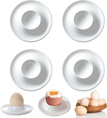 Obrázok produktu pre Porcelánový pohár na vajcia - Držiak na varené vajcia - 4 kusy - Krémovo biely