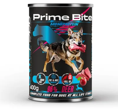 Immagine prodotto di PRIME BITE Cibo monoproteico per cani con alce e mela - 400 g