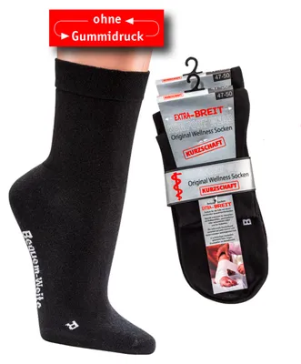 Produktbild von 2 Paar Diabetikersocken KURZSCHAFT EXTRA-BREIT weit Diabetes Strümpfe schwarz Gr. 51/54