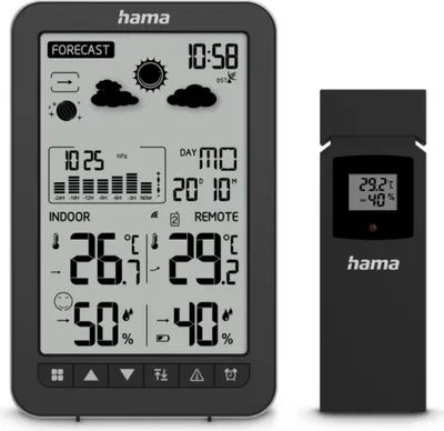 Produktbild von Hama Wetterstation Ko Samui, mit Außensensor, Funk, Wecker, Schwarz (00222219)