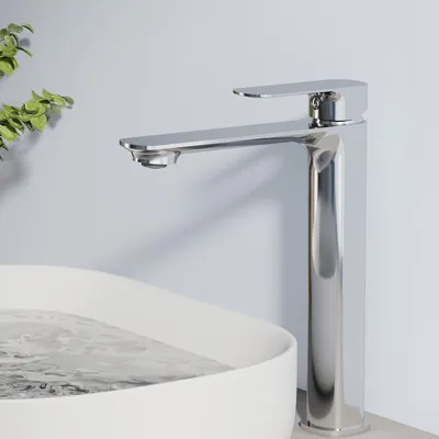 Image de EMKE Robinetterie pour lavabo Robinetterie pour salle de bains Mitigeur monocommande Robinet de salle de bains en laiton 269 x 215 x 49 mm Chrome