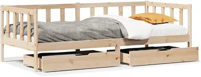 Produktbild von Tagesbett mit Schubladen 90x190 cm - 2-in-1 Schlafsofa und Gästebett aus Kiefer Massivholz, Ausziehbares Bettgestell mit Lattenrost für Wohnzimmer und Gästezimmer