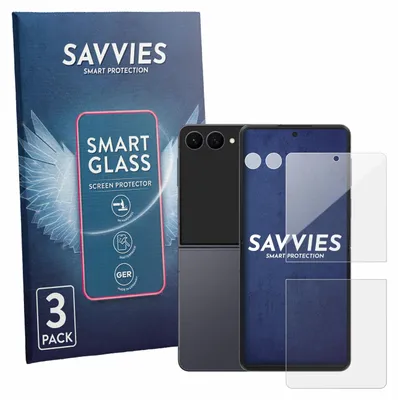 Produktbild von 3x Savvies Schutzglas Folie für Samsung Galaxy Z Flip 8 (Display+Kamera) 9H Panzer Schutzfolie Glas Displayschutz klar transparent