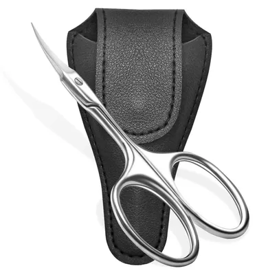Productafbeelding van Professionele Nagelriemschaar met Gebogen Punt en Leren Tas
