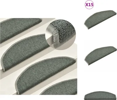 Zdjęcie produktu dla vidaXL Maty na schody 15 szt. Ciemnozielone 65x24x4 cm - Maty schodowe