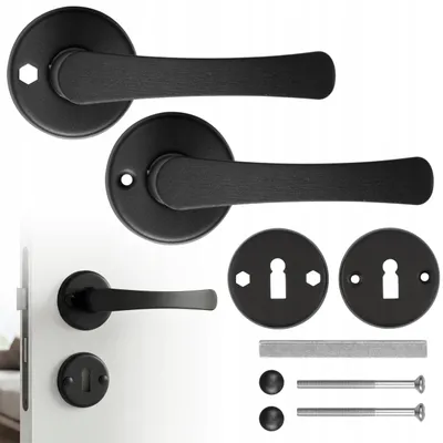 Produktbild von Türgriffset, Türbodenrosette, Schlüssel, rund, schwarz, Rosette