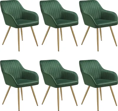 Produktbild von tectake® Esszimmerstuhl Marilyn gepolstert, in Samtoptik, gesteppt 58 x 62 x 82 cm