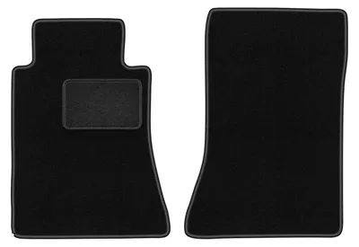 Produktbild von Velours-Fußmatten Vorne passend für Mercedes E W124 (Coupe, Bj. 1984-1997) –  schwarz, passgenau, mit Befestigungen set 2 Stk. - STANDARD