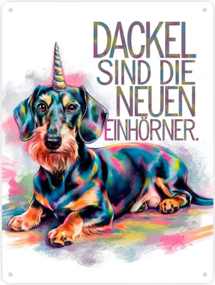 Produktbild von Dackel sind Einhörner Metallschild XXL in 28x38 cm