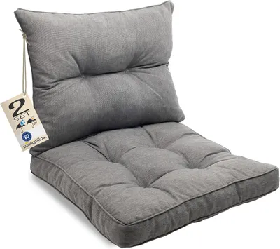 Produktbild von sunnypillow Polster für Gartenmöbel - 2er Set : Sitzkissen 70 x 70 cm + Rückenlehne 70 x 40 cm - Polsterauflagen für Rattanmöbel - Kissen Grau