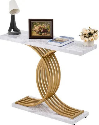 Immagine prodotto di VEVOR Consolle stretta Tavolo d'ingresso (lunghezza 100 cm / portata 49,9 kg), 3 ripiani per l'ingresso Corridoio Soggiorno Camera da letto