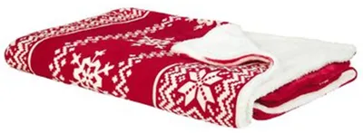 Zdjęcie produktu dla BELIANI Koc narzuta czerwony flanelowy 150 x 200 cm puszysty dwustronny wzór zimowy świąteczny