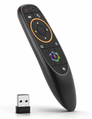 Produktbild von 2,4 GHz Air Mouse Fernbedienung mit Gyroskop & Sprachsteuerung, USB-Dongle, IR-Lernfunktion, 10m Reichweite– PC-Fernbedienung & Smart-TV-Fernbedienung