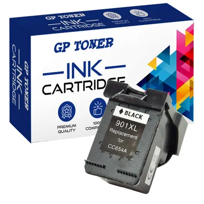 A product box and an ink cartridge are shown against a white background.