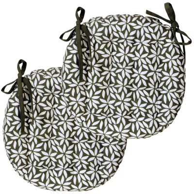 Zdjęcie produktu dla Poduszka do krzesła Atout Ciel, okrągła, dwukolorowa, średnica 40 cm, kolor khaki, z nadrukiem, kształt jajka