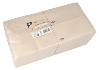 Produktbild von 5000 Servietten, 1-lagig 1/8-Falz 33 cm x 33 cm natur aus recyceltem Papier