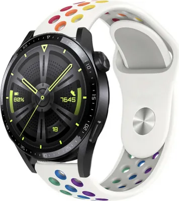 Produktbild von Strap-it Huawei Watch GT 3 46mm Sportarmband (Weiß bunt)