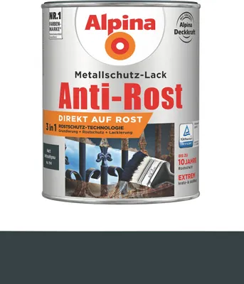 Produktbild von Alpina Metallschutzlack Anti-Rost Anthrazitgrau 2,5 Liter matt