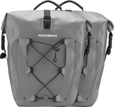 Obrázok produktu pre ROCKBROS 2 ks taška na nosič 100 % vodotesná cyklistická taška 25–32 l s rukoväťou na prenášanie, sivá