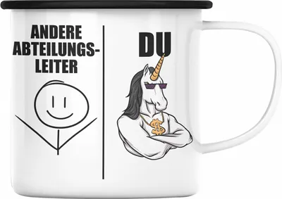 Produktbild von Trendation - Abteilungsleiter Geschenk Emaille Tasse mit Spruch Geschenke für Abteilungsleiter (Schwarz)