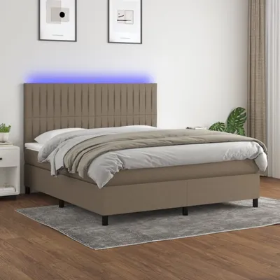 Produktbild von The Living Store Boxspringbett mit Matratze & LED Taupe 180x200 cm Stoff