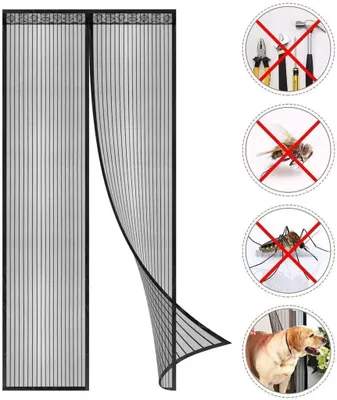Produktbild von Magnet Fliegengitter Tür Insektenschutz 90x220cm, Der Magnetvorhang ist Ideal für die Balkontür, Kellertür und Terrassentür, Kinderleichte Klebemontage Ohne Bohren(Nicht Kürzbar), New Schwarz