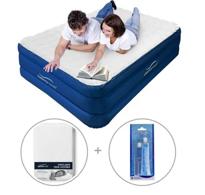 Produktbild von AeroRest Luftmatratze für 2 Personen – Extra lang | 210 cm | Abnehmbare Auflage | Inklusive passendem Bettbezug + Reparaturset | Ideal für große Personen