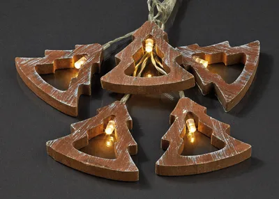 Produktbild von 10-tlg. LED-Lichterkette mit Holzbäumen