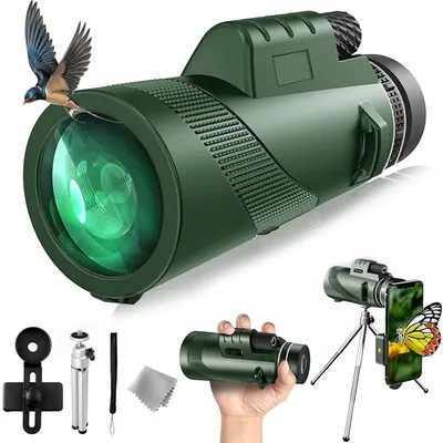 Produktbild von Spektiv,Monokular Teleskop Erwachsene,40x60 Monoculars mit stativ und Handyhalterung, Monokular, Hochleistungs-HD, Nachtsicht, Outdoor-Handy-Fernglas