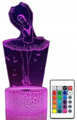 Produktbild von moXomi 3D LED Ballerina Lampe Nachttischlampe 16 Farben PREMIUM
