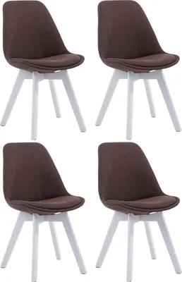 Produktbild von CLP 4er Set Besucherstühle Borneo V2 Stoff mit Polsterung - Farbe: braun, Gestellfarbe: weiß