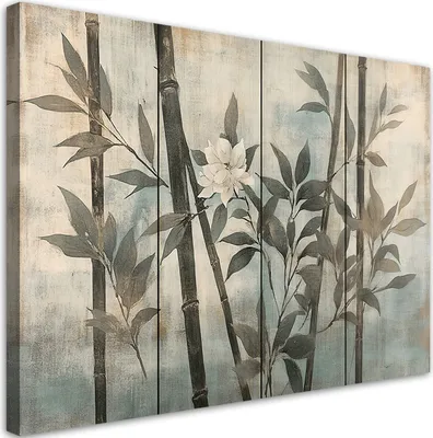Produktbild von Feeby - Leinwand Bilder - Blätter Pflanzen Bambus - 30x20 cm - Deko Wohnzimmer - Wandbilder Schlafzimmer - Deko Aesthetic - Wand Deko - Leinwand Groß - Deko Zimmer - Leinwandbilder XXL