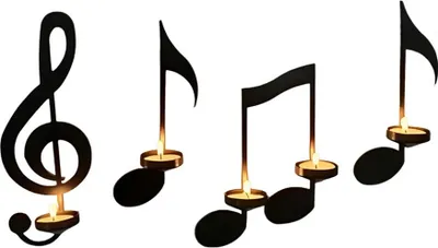 Immagine prodotto di INF Set di 4 Portacandele da Parete a Forma di Nota Musicale in Ferro