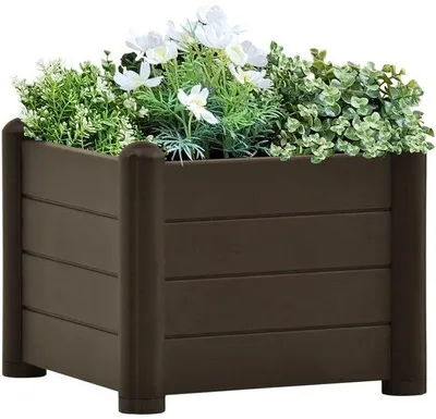 Obrázok produktu pre Štvorcová kvetináčová misa – 43 x 43 x 35 cm – farba mokka – objem 30 litrov – odolná voči UV žiareniu a mrazu – pre vnútorné aj vonkajšie použitie – výška