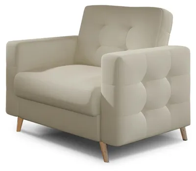Produktbild von Polstersessel SASHA, beiges Kunstleder, 105 cm breit, 88 cm hoch, 92 cm tief, Sitzhöhe 48 cm