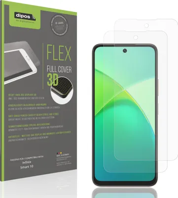 Produktbild von 2x Full Cover Schutzfolie matt für Infinix Smart 10 Panzerfolie Anti-Shock