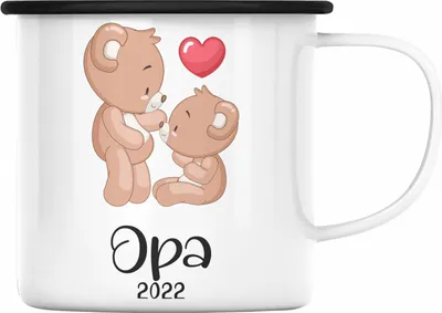Produktbild von Trendation - Du Wirst Opa 2022 Emaille Tasse Geschenk Schwangerschaft Verkünden Großvater Überraschung Baby Emaille Emaille Tasse Opa (Schwarz)