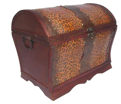 Produktbild von 190 Holz-Kunstleder- Box Truhe Schatzkiste Holzbox Antikdesign Geschenkekiste 37x30x32 cm
