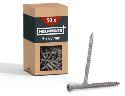 Produktbild von HELPMATE - Terrassenschrauben Edelstahl A2 Rostfrei - Dielenschrauben + 2 T25 Bits - Terrassendielen Schrauben für Außenbereich (Terrassenbau, Gartenhäuser, Bauholzkonstruktionen etc.)