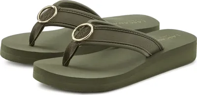 Produktbild von LASCANA Badezehentrenner Sandale, Badeschuh, Pantolette, Badelatsche, Flip Flop, Sommerschuh, oliv Größe 42