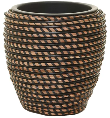 Produktbild von VIVANNO Blumentopf Rattan MASTELLO Rund, Umbra geflochten - 24x24 cm