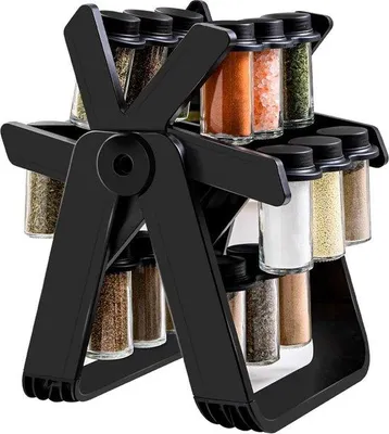 Produktbild von Drehbarer Kräuterregal Organizer schwarz 18 Gläser