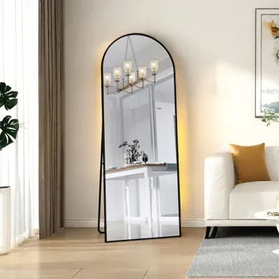 Obrázok produktu pre ProximaX Stojace zrkadlo 53 x 162 cm Zrkadlo po celej dĺžke Čierny hliníkový rám Zrkadlo Zakrivené toaletné zrkadlo