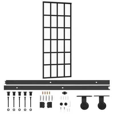 Zdjęcie produktu dla vidaXL Drzwi przesuwne z okuciem ESG szkło i aluminium 76x205 cm