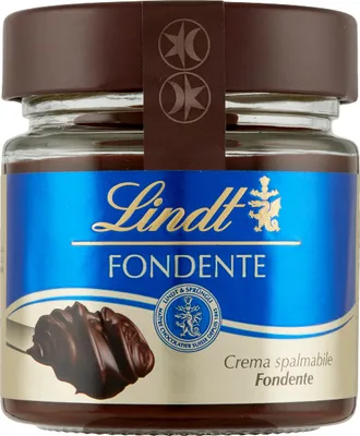 A jar of Lindt Fondente dark chocolate spread.