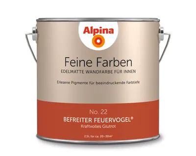 Produktbild von Alpina Feine Farben No. 22 Befreiter Feuervogel® edelmatt 2,5 Liter + Rührholz