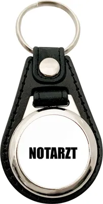 Produktbild von Huuraa Schlüsselanhänger Notarzt Schriftzug Metall mit Kunstleder Schlüsselring Einkaufswagenchip Geschenkidee